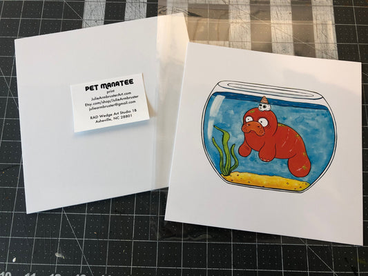 Pet Manatee 8x8 Print