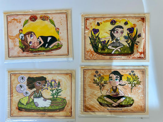 Medicinal Gardens blank inside greeting card set of 9