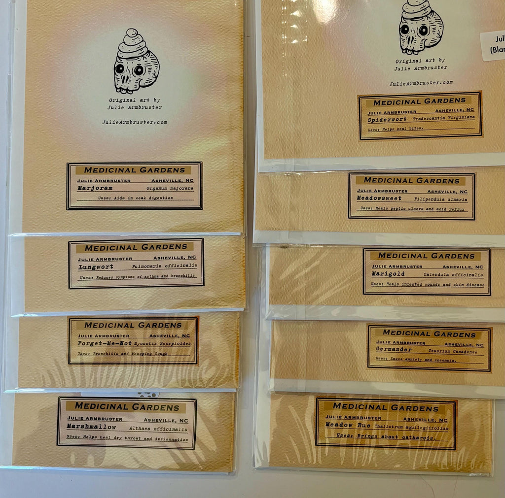Medicinal Gardens blank inside greeting card set of 9