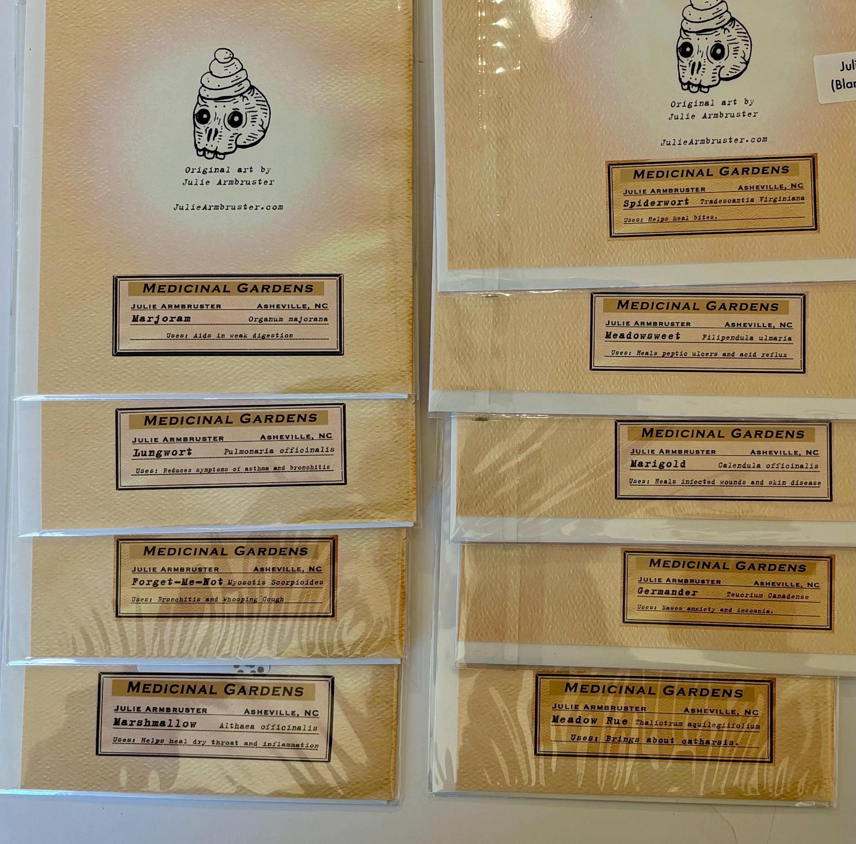 Medicinal Gardens blank inside greeting card set of 9