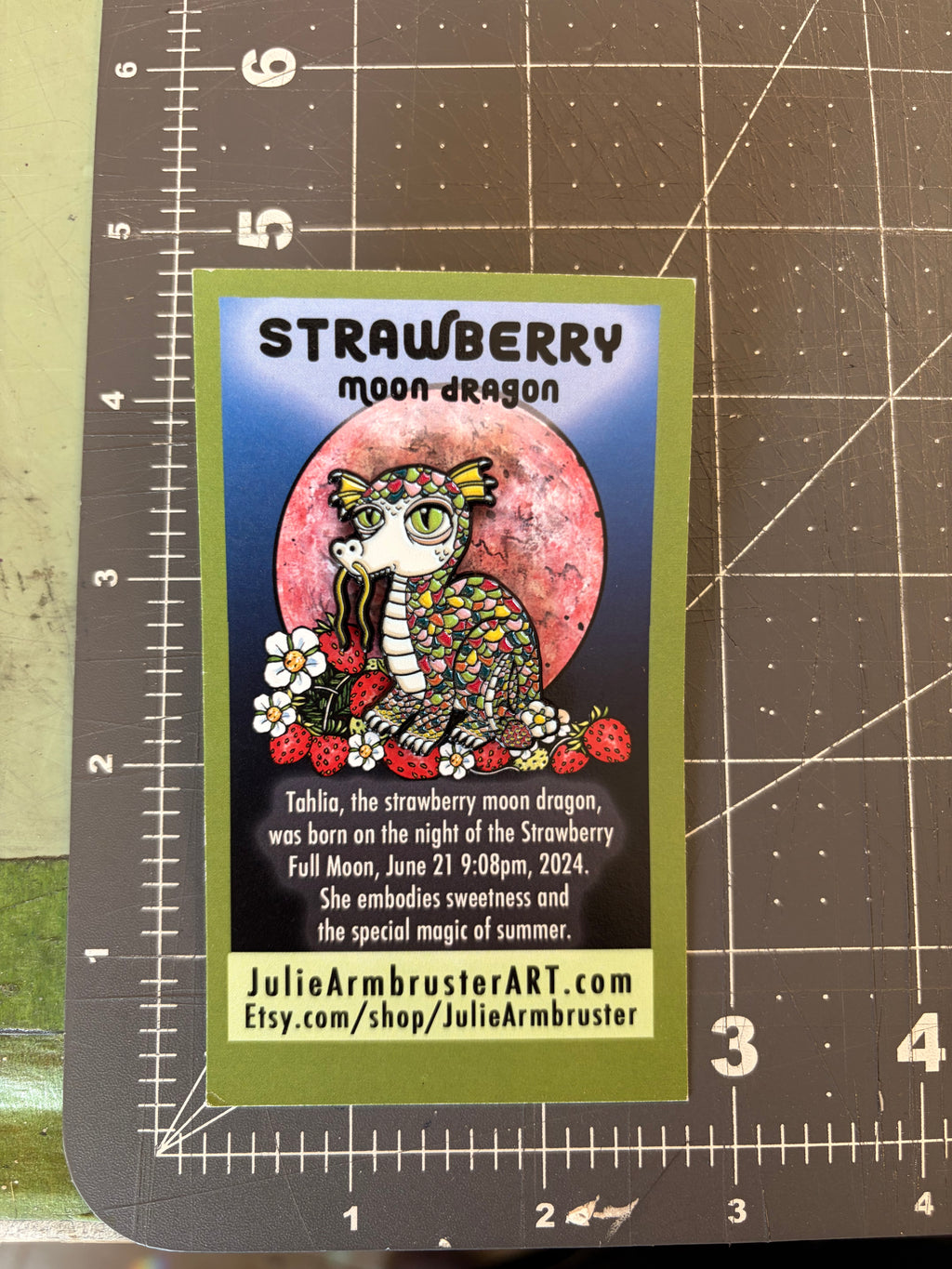 Strawberry Moon Dragon enamel pin