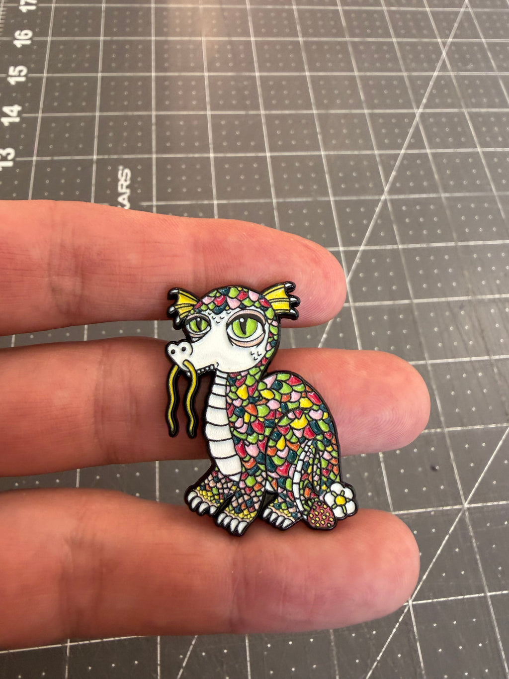 Strawberry Moon Dragon enamel pin