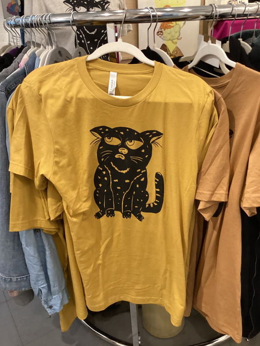 Chin-Chinny Cat Tee mustard yellow