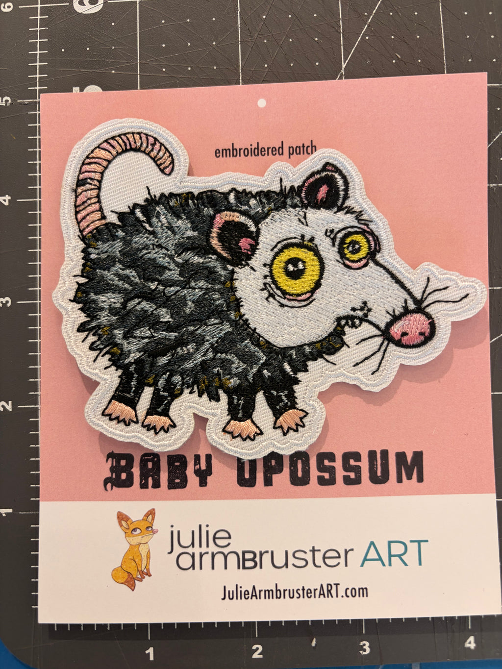 Baby Opossum embroidered patch
