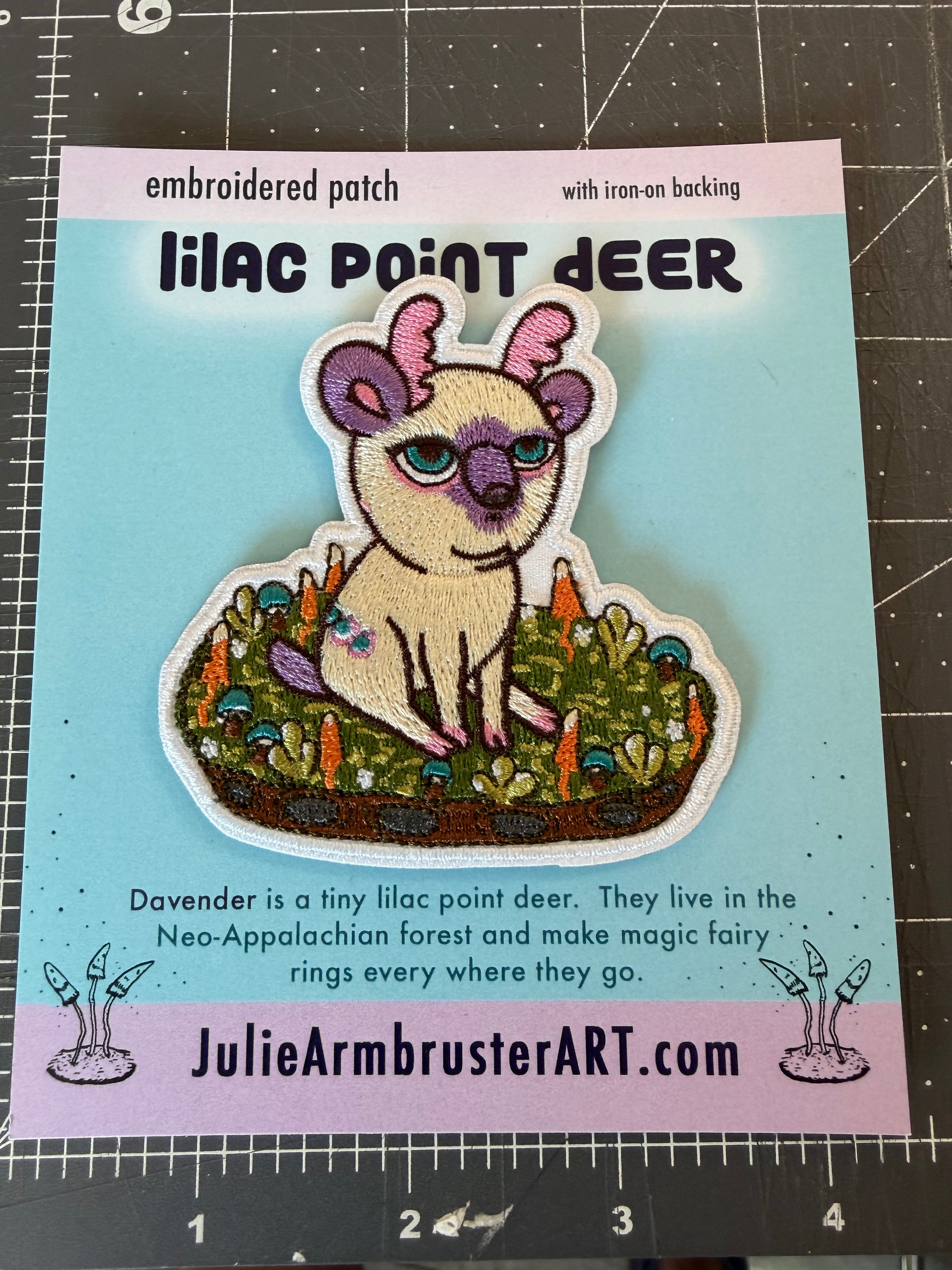 Lilac Point Siamese Deer embroidered patch