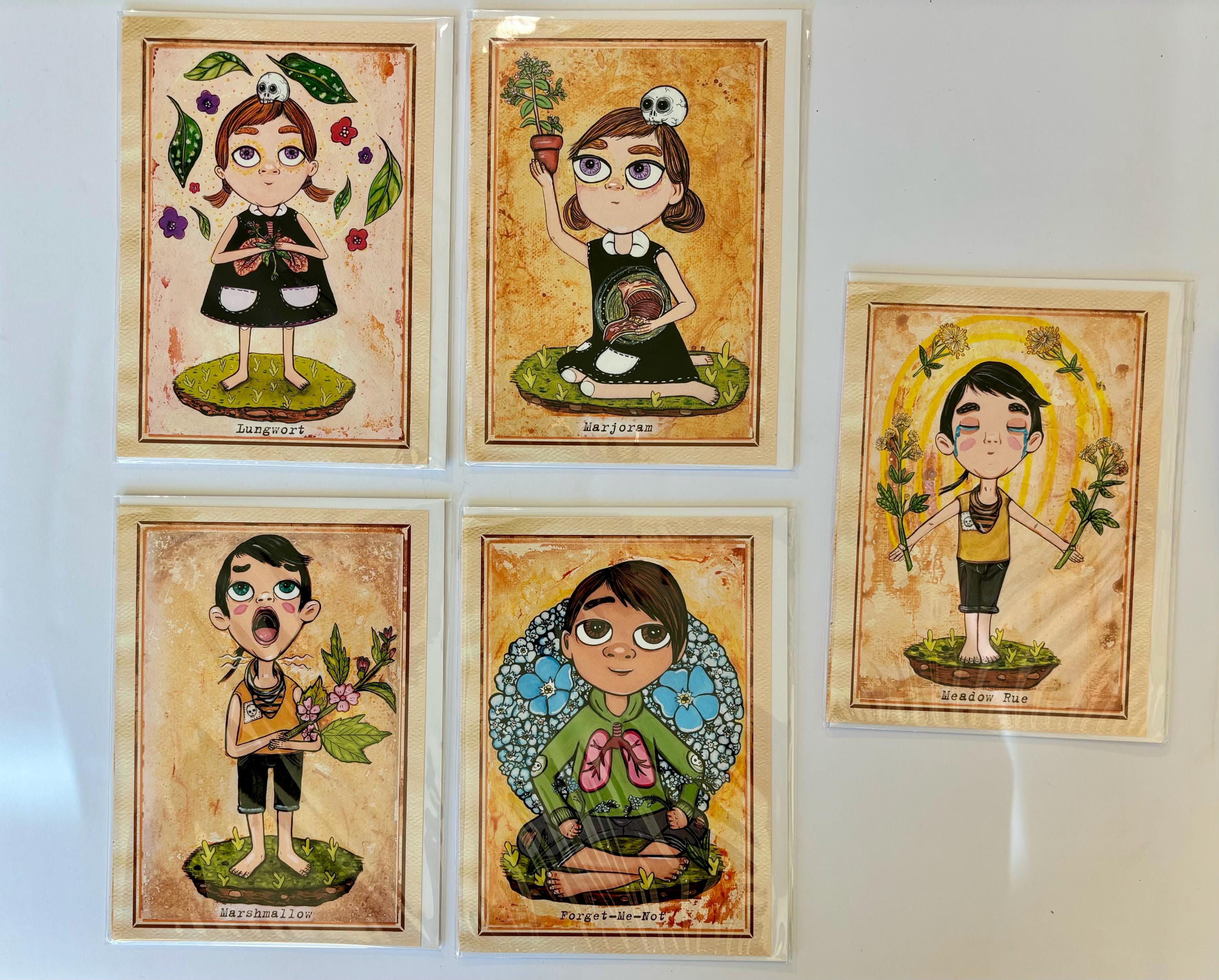 Medicinal Gardens blank inside greeting card set of 9