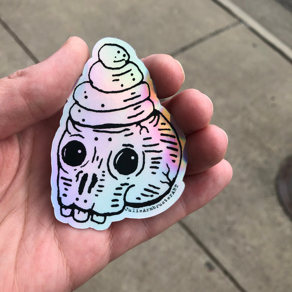 Unicorn Skull Holographic Vinyl Sticker