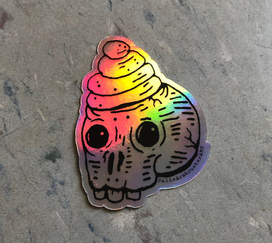 Unicorn Skull Holographic Vinyl Sticker