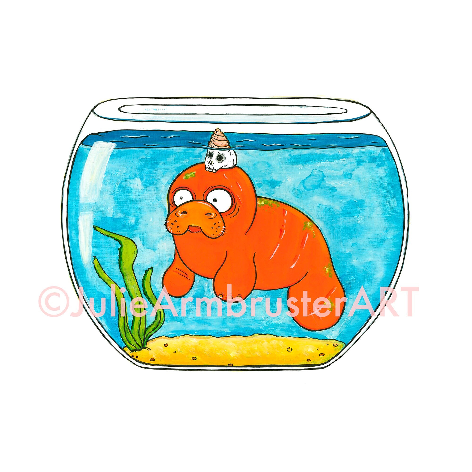 Pet Manatee 8x8 Print