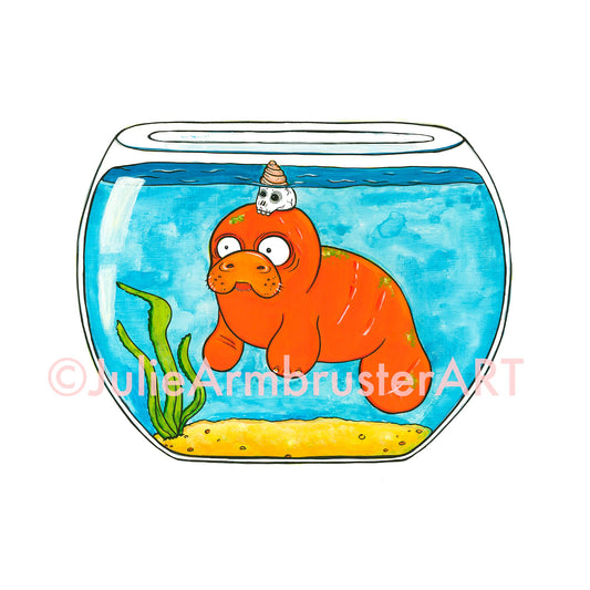 Pet Manatee 8x8 Print
