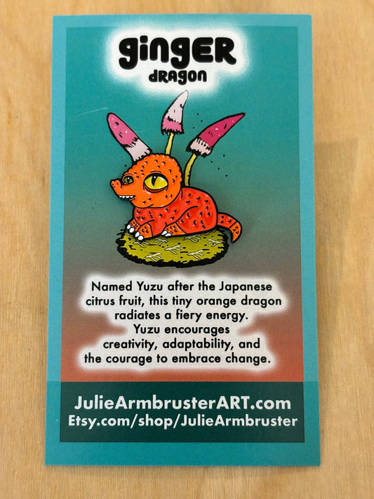 Ginger Dragon enamel pin