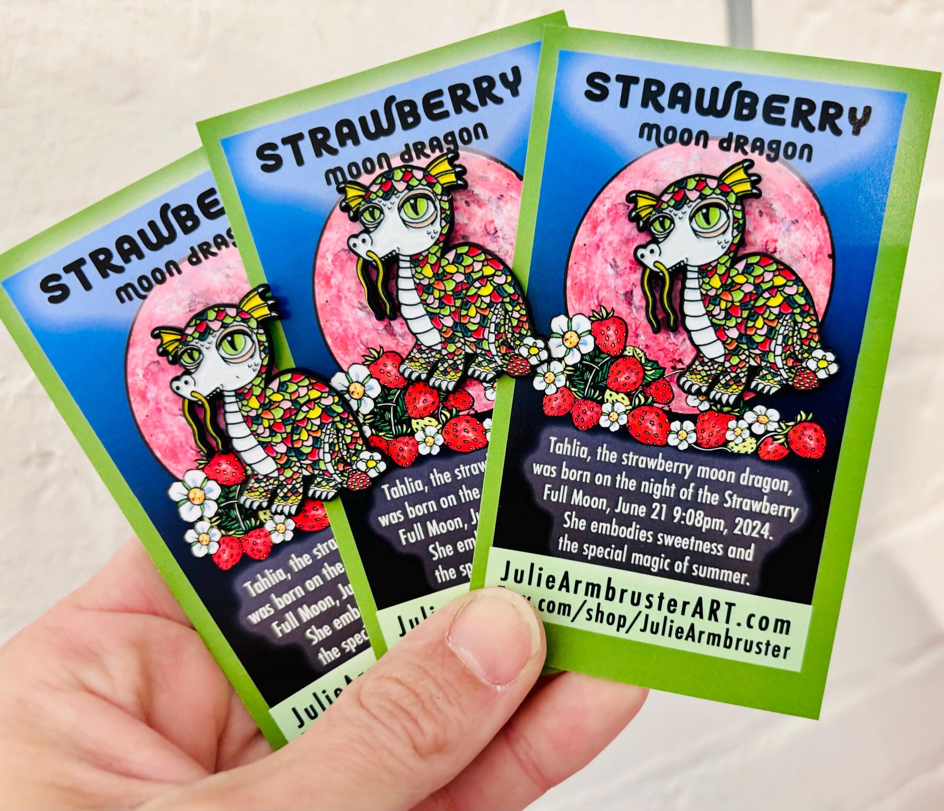 Strawberry Moon Dragon Enamel Pin