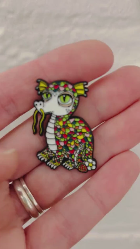 Strawberry Moon Dragon Enamel Pin