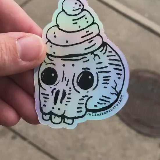 Unicorn Skull Holographic Vinyl Sticker