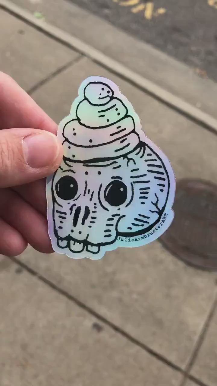 Unicorn Skull Holographic Vinyl Sticker
