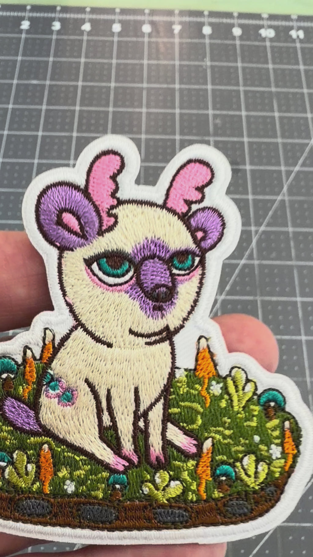 Lilac Point Siamese Deer embroidered patch