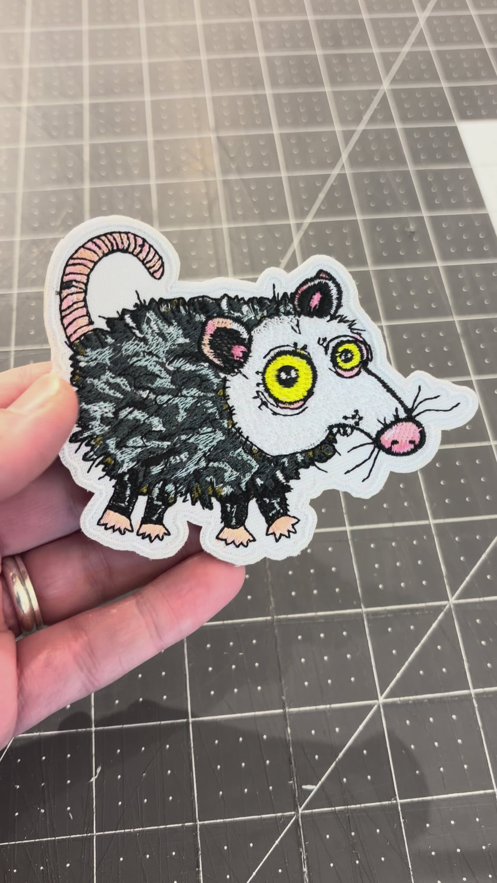 Baby Opossum embroidered patch